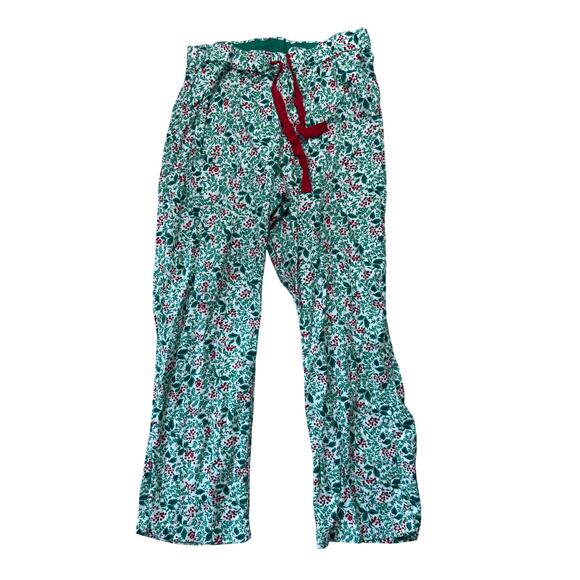 Land's End Flannel Christmas PJ/Lounge pants; Festive Holly & Berries - Picture 1 of 8